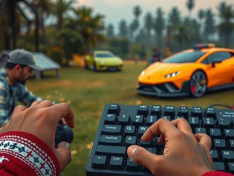 PUBG Mobile Keyboard and Mouse Setup showing gamer playing with external accessories